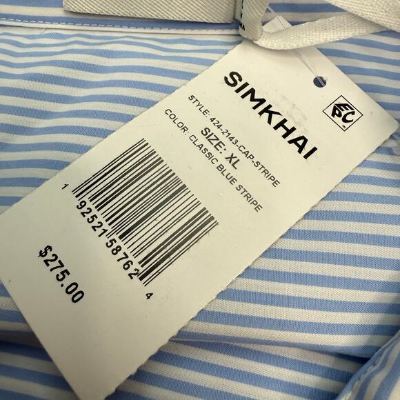 Simkhai Renata Cropped Button Down Shirt Classic Blue Stripe Size XL NWT - Picture 13 of 16